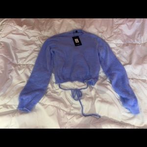 medium blue crop top sweater